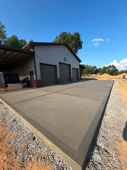 Wide finished concrete apron at a shop in Maryville, Tennessee
