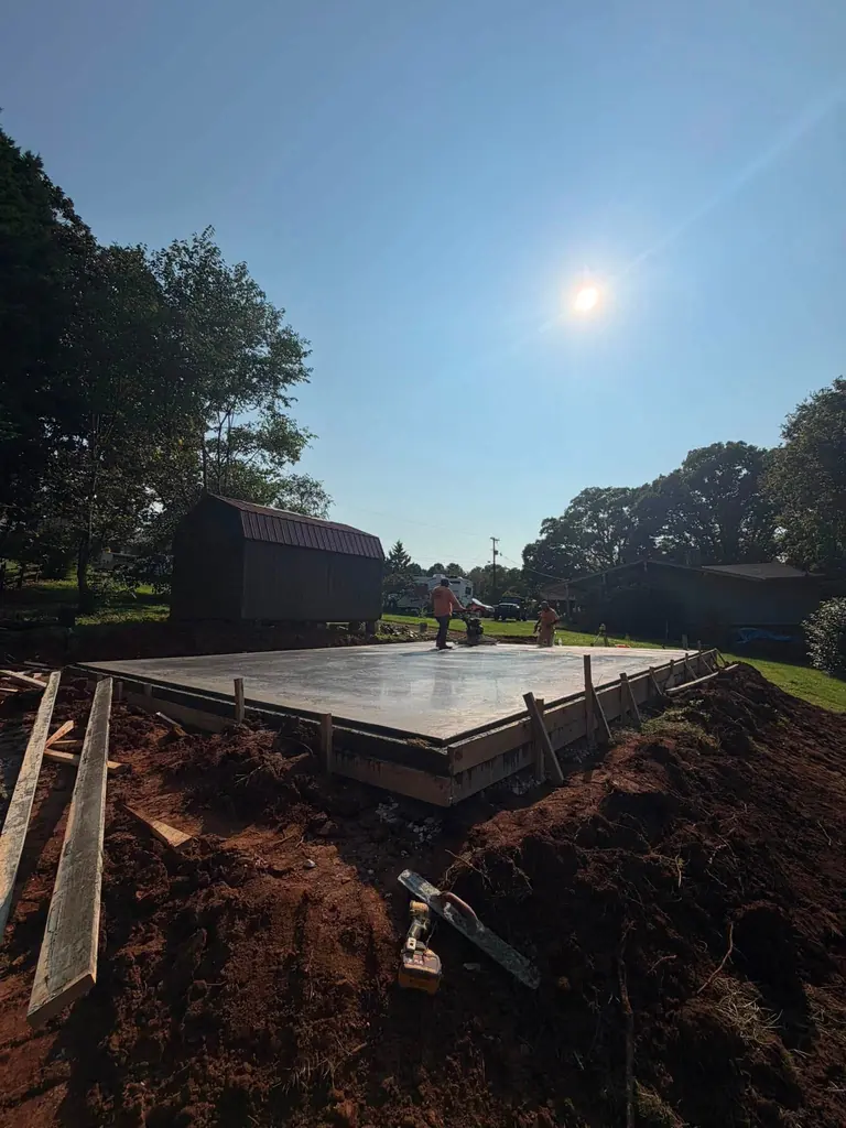 Finished concrete slab at dusk in Maryville, Tennessee