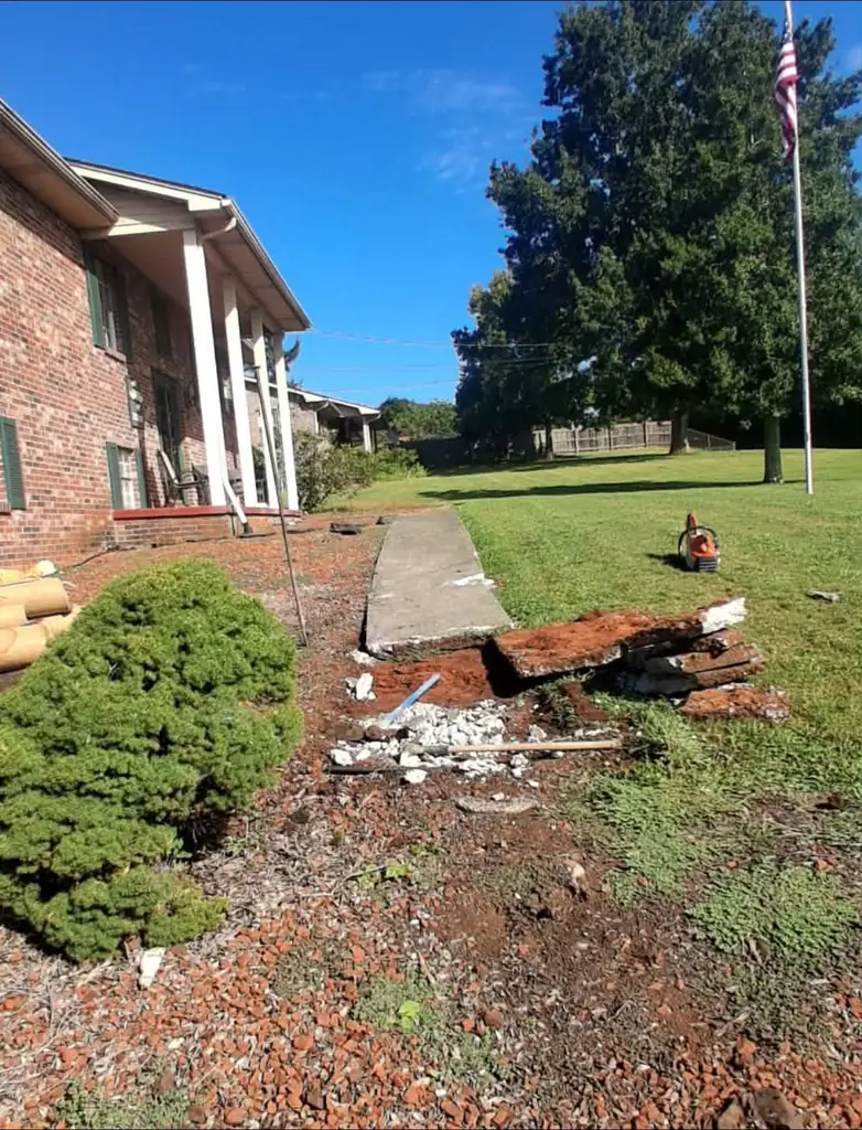 Old concrete walkway torn out and hauled off in Maryville, Tennessee